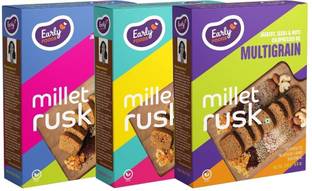 Early Foods Pack of 3 - Millet Rusk, Multigrain flavored Millet Rusk