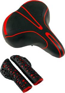 impetus Comfortable Cycle Seat Complete Handle Grip Combo MTB Bikes Red Saddle