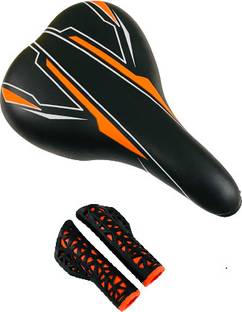 impetus Bicycle Saddle Grip Combo Orange Cycle Seat Handlebar Grip Senior MTB Bikes Saddle
