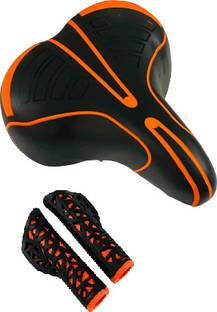 impetus Complete Cycle Seat Handle Grip Combo Comfortable PU Form MTB Bikes Orange Saddle