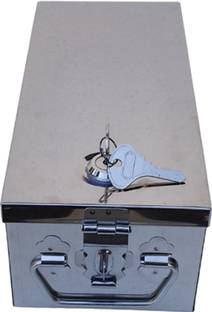 Crevita Stainless Steel Locker Boxes,Jewellery Boxes, Check book Box 10 Inch Safe Locker