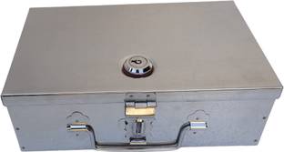 GINOSET Storage Box Home, Office, Hotel, Bank Size-10 Inch with Lock & 2 key Safe Locker