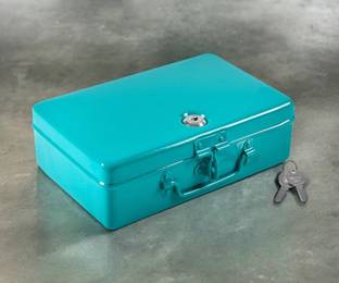 JAYCO Aluminium Jewellery Storage Box / Cash Safe - 10" Green Safe Locker