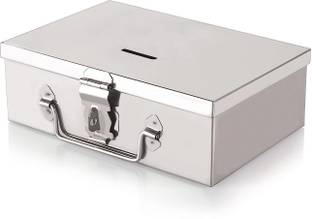 Crevita Storage, Cash Box for Shop Counter Drawer with 1 Removable Tray Safe Locker