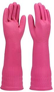 TASHKURST 1 Pair PVC FlockLined Long Elbow Length Gloves for Kitchen Dishwashing Rubber  Safety Gloves