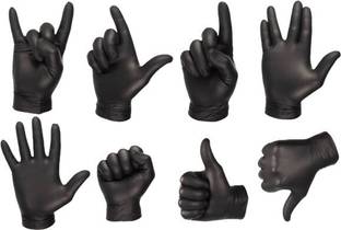 Shield plus NITRILE BLACK SMALL GLOVES (100PCS) (DISPOSABLE & POWDER FREE) Nitrile  Safety Gloves