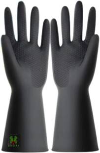 STYLERA 1Pair Heavy-Duty Chemical Oil Resistant Industrial Cleaning Non Slip Grip Rubber  Safety Gloves