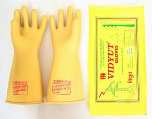vidyut 33 KV Electrical Insulated Rubber Seamless Hand Gloves (PACK OF 1 PAIR) Rubber  Safety Gloves