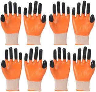 RBGIIT Washable Reusable Cut Proof Nitrile Cotton Cleaning Gloves for Unisex Y58 Wet and Dry Glove Set