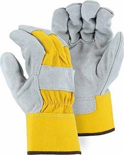 Hand safety Split Cowhide Leather Palm Work Glove Yellow Leather  Safety Gloves