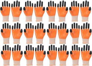 RBGIIT Washable Reusable Cut Proof Nitrile Cotton Cleaning Gloves for Unisex Y66 Wet and Dry Glove Set