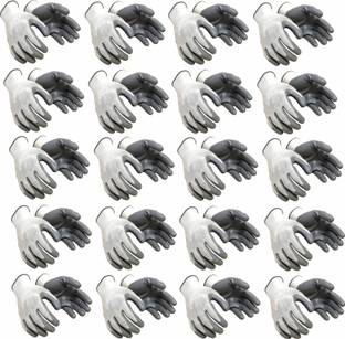 fortuner Industrial & Home Safety Cut Resistant Hand Gloves (White & Grey) Nylon  Safety Gloves