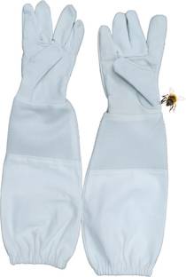 ANP BEE Premium Beekeeping Gloves with Cotton Vented Mesh, Long Sleeve & Elastic Cuff Leather  Safety Gloves