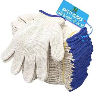 STYLERA 12 Pair Reusable Washable Cotton Knitted Gloves Bundle Free size, For Unisex Synthetic  Safety Gloves