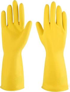 7SHIELD 1 Pair Yellow Rubber Safety Hand Gloves For Chemical, Electrical Work Rubber  Safety Gloves