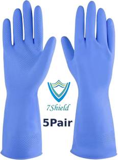 7SHIELD 5 Pair blue Rubber Safety Hand Gloves For Chemical, Electrical , Gardning Rubber  Safety Gloves