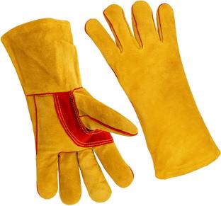 Donizard Heavy Duty Durable Heat Resistant Welding Works, ISO Certified, Made in India Leather  Safety Gloves