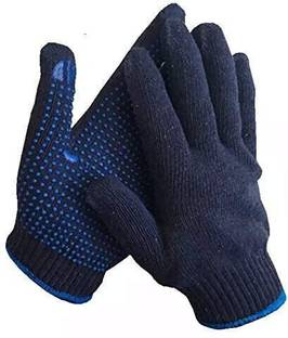 tick mark 3PAIR Lightweight Cotton Gloves with Blue Dots – Extra Hand Protection Synthetic  Safety Gloves