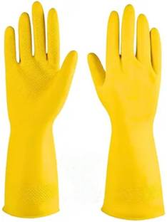 STYLERA 1 Pair Yellow Rubber Safety Hand Gloves For Chemical,Electrical,Gardening Gloves Rubber  Safety Gloves