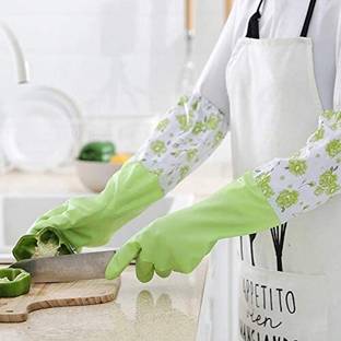 RBGIIT Rubber Elbow Length Cotton Flocklined Kitchen Factory Safety Glove PS-169 Rubber, Synthetic  Safety Gloves