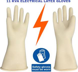 Aatrangi 11 KVA Electrical Safety Insulated shock Proof Latex Seamless Handle Rubber  Safety Gloves