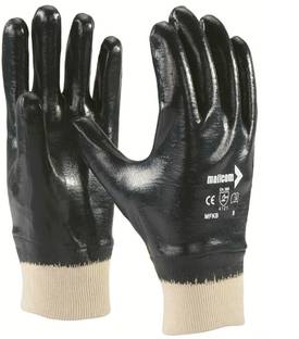 Mallcom MFKB Blue 240 GSM Cotton Interlock Cut n Stitch Medium Coated Nitrile Safety Glove (Pack of 4) Nitrile  Safety Gloves