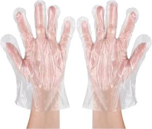 tick mark 100 pc Plastic Disposable Gloves One Time Use For Kitchen Food Serviced Latex  Safety Gloves