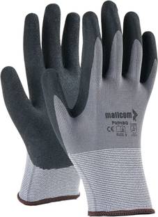 Mallcom P35NBG Polyester Seamless Liner Coated Sandy Finish Nitrile Safety Glove (Pack of 12) Nitrile, Polyester  Safety Gloves