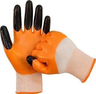 RBGIIT Washable Reusable Cut Proof Nitrile Cotton Cleaning Gloves for Unisex Y51 Wet and Dry Glove
