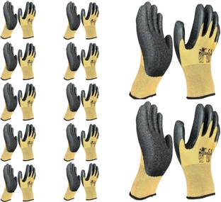 STYLERA 12Pair Multipurpose Industrial Domestic Cut Resistant Reusable Safety Hand Glove Rubber, Nitrile  Safety Gloves