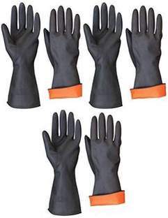 NARV 3 Chemical Resistant Protective Work Heavy Duty Industrial Acid,Alkali Oil Rubber  Safety Gloves