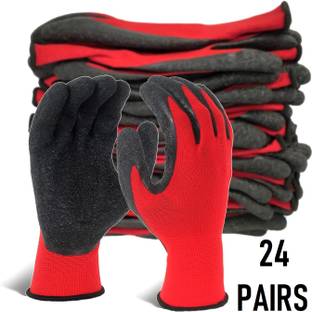 SSWW 24PAIR Crinkle Latex Coated Cut Resistant Work Glove for Industrial Construction Nylon, Latex, Synthetic  Safety Gloves