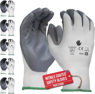 F8WARES Reusable Nitrile Coated Safety Gloves Industrial,Gardening,Working Hand Gloves Nitrile, Rubber  Safety Gloves