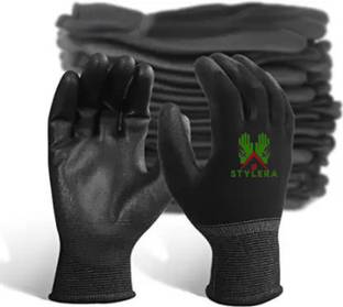 STYLERA 5 Pair Multipurpose Daily Use Reusable Washable Grip Coating Anti Cut Resistant Nitrile  Safety Gloves