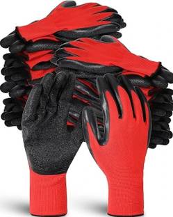 Donizard 12PAIR Crinkle Latex Coated Firm Grip Industrial Safety Work Cut Resistant Glove Synthetic, Latex  Safety Gloves