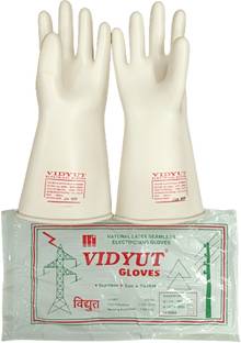 Aatrangi 1 PAIR Vidyut 11 KV Electrical Insulated Rubber Seamless Safety Hand Gloves Rubber  Safety Gloves