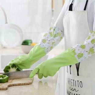 RBGIIT Rubber Elbow Length Cotton Flocklined Kitchen Factory Safety Glove PS-154 Rubber, Synthetic  Safety Gloves