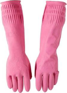 RBGIIT Latex Rubber Pink Special Dish Kitchen Platform Washing,Home Bathroom Garden Other Type Of Safety Uses Sanitation Fashion Protective Home Kitchen Cleaing Gloves For Women And Girls 1 Pair Latex, Rubber Safety Gloves Nylon  Safety Gloves
