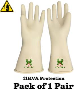 STYLERA vidyut 11 KV Electrical Insulated Rubber Seamless Hand Gloves (355 mm) Rubber Rubber  Safety Gloves