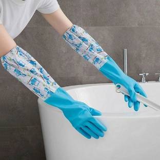 RBGIIT Rubber Elbow Length Cotton Flocklined Kitchen Factory Safety Glove PS-121 Rubber, Synthetic  Safety Gloves