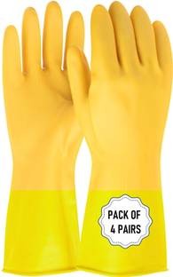 RBGIIT Reusable Washable Dish washing Kitchen Industrial Gardening Rubber Latex Hand Wet and Dry Glove Set