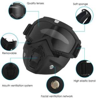 Olsic 100% New Black Goggle Face Mask Anti Scratch UV Protective Face | Eyewear, Windproof Dirt Shield With Soft Foam Padded Detachable Safety Goggle2 Safety Visor