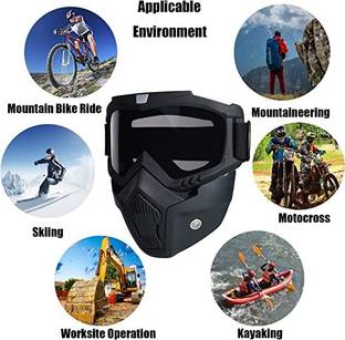 frokht ™Motorcycle Mask Skull Face Mask Helmet Riding Goggles Glasses With Removable Bike Riding Goggles Mask With Detachable Face Mask, Adjustable Elastic Strap Blowtorch  Safety Goggle