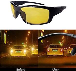 ExpressHub Premium Night Driving Clear Vision Sunglasses | HD Vision Glasses For Car Driving | Bike Riding Yellow Glasses | For Men and Women Power Tool  Safety Goggle