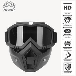 Olsic 100% New Black Goggle Face Mask Anti Scratch UV Protective Face; Windproof Dirt Shield With Soft Foam Padded Detachable Safety Goggle2 Safety Visor