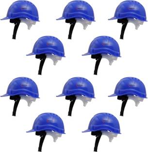 Robustt Heavy Duty Nape Safety Helmet - Blue | Adjustable Headband | Pack of 10 As Per ISI Safety Standard For Industrial Use Construction Helmet