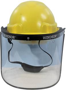 Windsor Safety Helmet (Yellow Ratchet) With Spring Face Shield (8X16) Set Of 1 Pcs Safety Cap