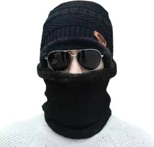 Reforce Beanie Hat Woolen Winter Cap with Neck Mufler Safety Cap