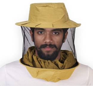 TURRITOPSIS Bee cap Bee veil pack of 1 Light Brown Veil for The Protection of Face from A Bee Sting (Pack of 1) Safety Cap