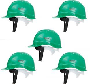 Robustt Heavy Duty Nape Safety Helmet - Green|Adjustable Headband|Pack of 5 As Per ISI Safety Standard For Industrial Use Construction Helmet